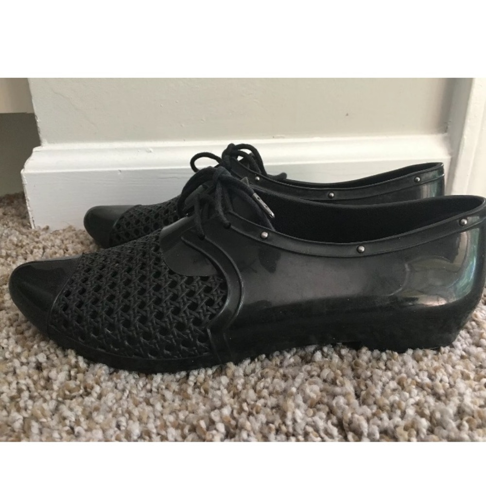 MELISSA BLACK RUBBER OXFORDS SHOES SZ 7M